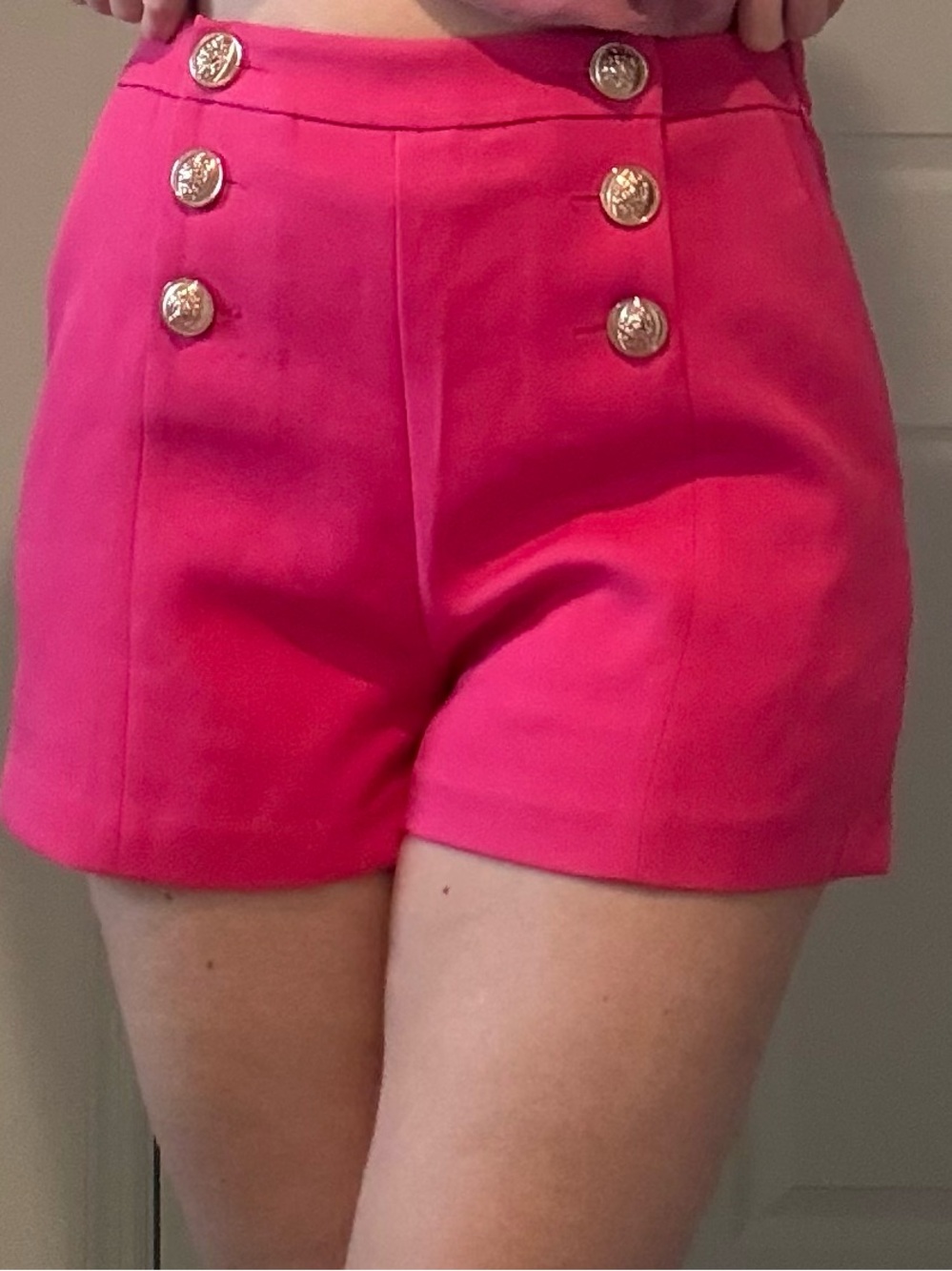 Endless Rose High-Waist Pink Button-Front Shorts
